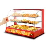 Commercial Bread Showcase Snack Food Warmer Display Glass Showcase