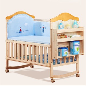 Convenient wood kids bed attachable parent bed/bedside baby crib