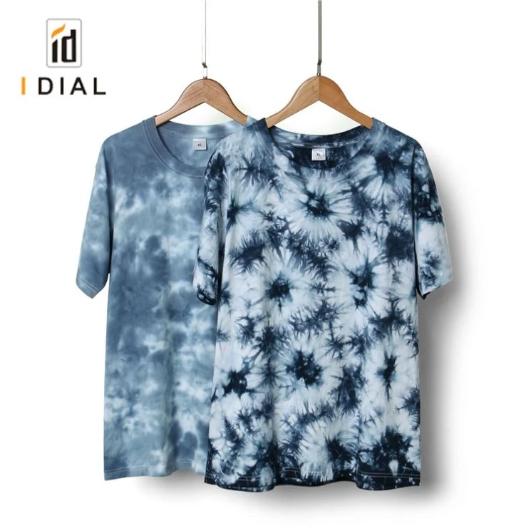 Cotton short-sleeved T-shirt camouflage tie-dye washed retro loose round neck tie dye t shirts