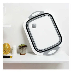 Creative Kitchen necessities collapsible chopping basin basket blocks board with bucket folding food plastic chutting baro