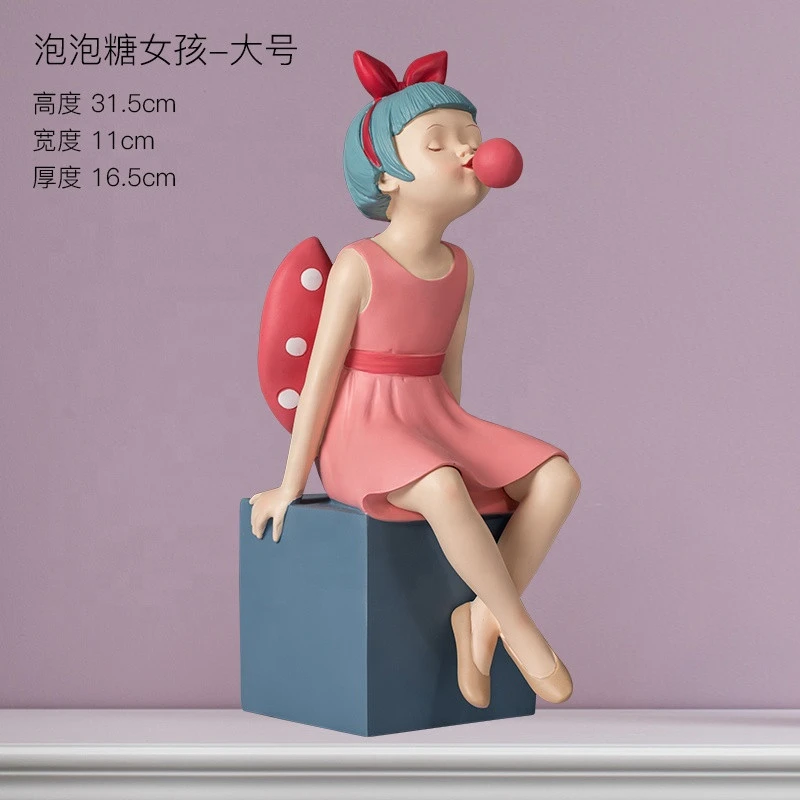 Creative Pink Bubble Girl figurine for  Resin craft Handicrafts