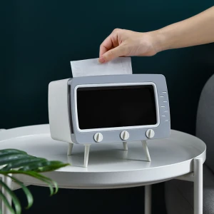 Creative Tissue Box TV Modeling Multi Function Mobile Phone Stand Desktop Drawer with Mobile Phone Holder