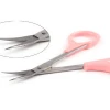 Curved Craft Scissors For Eyebrow Eyelash Trimmer Cutting Stainless Steel Pink Plastic Handle Makeup Tools Eyebrow Scissors