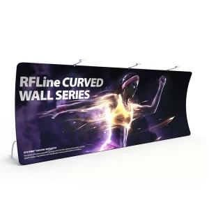 Curved Freestanding Display Ensemble Portable Compact Image 10ft Tension Fabric  Display Banner Stand for Advertising