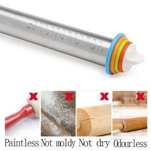 Custom Adjustable Detachable Thickness Guide Rings Rolling Pin for baking