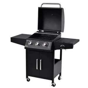 Custom Cabinet Style 40000BTU Trolley Gas Barbeque Stainless Steel Outdoor Gas BBQ Grills with Side Bunner