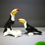 Custom ceramic porcelain animal vase gold toucan figurine vase for home decor