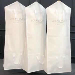 Custom Logo Black Garment Dust Bags Non Woven Zip Lock Wedding Dresses Clothes White Dust Cover Bridal Garment Bags with Zipper