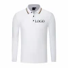 Custom Logo Print Mens Cotton Ceramic Silk Lapel Long Sleeves T shirt Plain Unisex Dress Polo Shirts