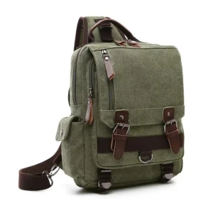 Custom Logo Vintage Fashion High Quality Mens Rucksack Canvas Crossbody Chest Men Women Sling Messenger Shoulder Bag