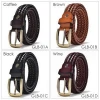 Custom Luxury Black Brown Genuine Leather Braided Woven Man Knitted Belts