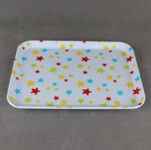 Custom printed rectangular hard plastic tray melamine food drink serving trays