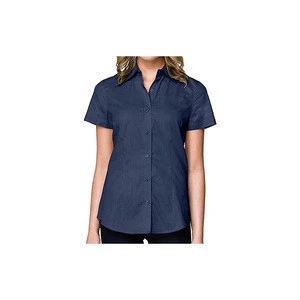 Custom Water Repellent Moisture Wicking Dry-Fit CVC Cotton/ Polyester Ladies Office Blouse Shirt