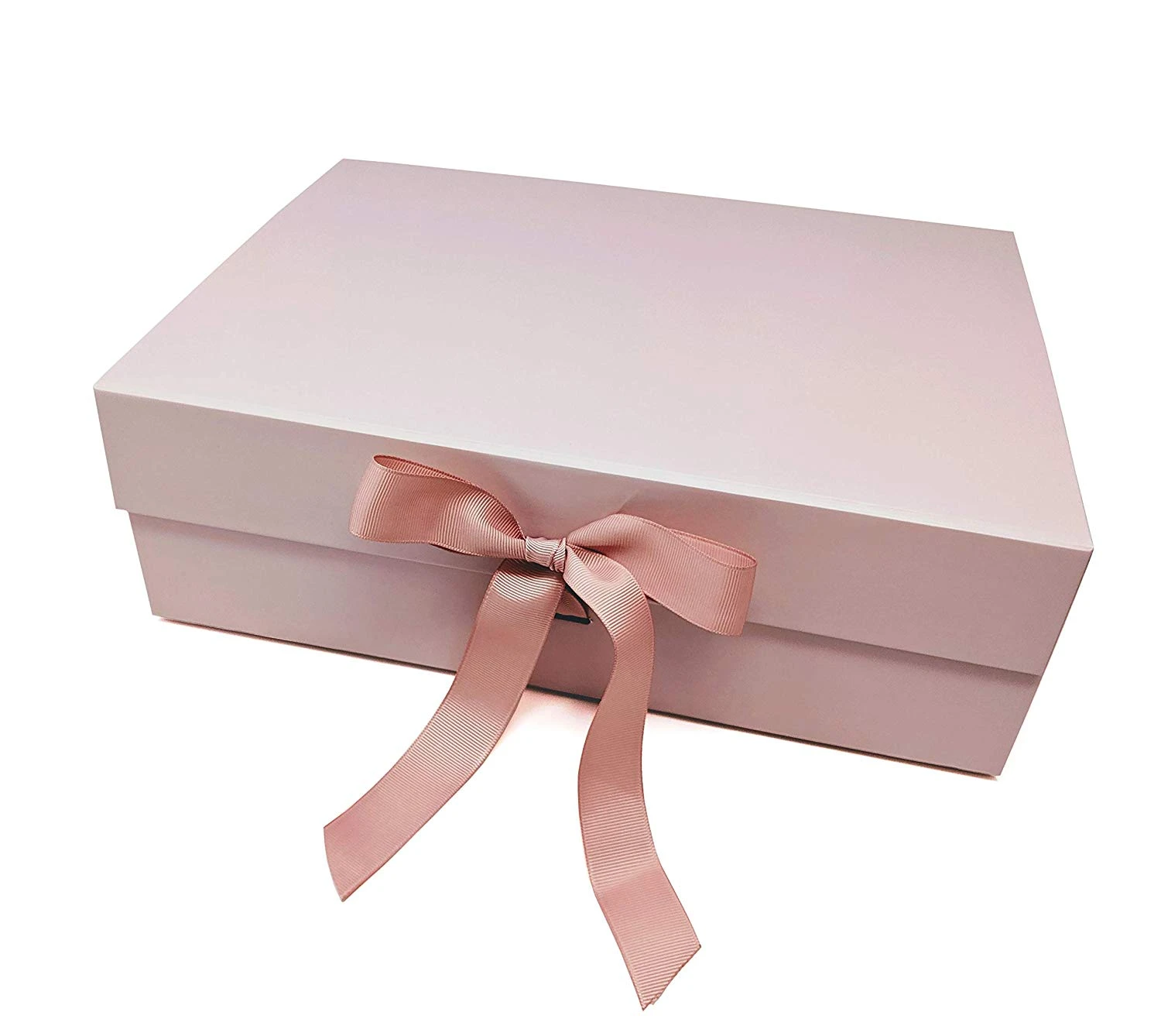 Custom white folding paper luxury made box with ribbon packaging box custom logo