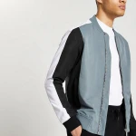 Custom Wholesale Mens Bomber Jacket Colourblock Baseball Collar Long Sleeve Zipper Up Baseball Outdoor Sports Bomber Jackets