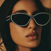 Custom Y2K Glasses Trendy Fashion Black White Rave Glasses Unisex 2024 New Vintage Cat Eye Shades Sunglasses For Men Women