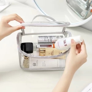 Customised Eco Friendly Top Handle Portable Waterproof Transparent Pvc Travel CLEAR COSMETIC BAG