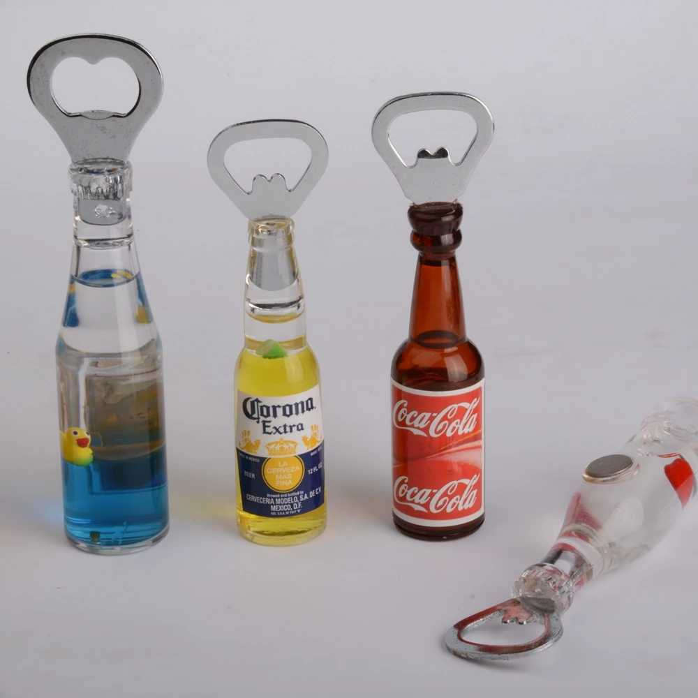 Customized bottle opener with liquid inside