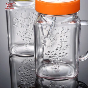 Customized high quality transparent plastic big drinking cups with cover
