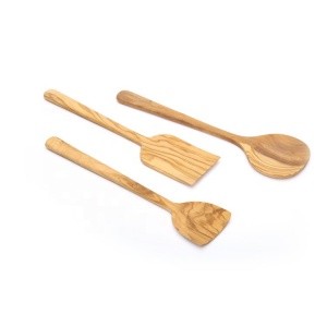 Customized Logo Olive Wood Cooking Utensil Spoon With Long Handle