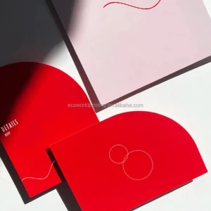 Customized Paper Printed Red and Pink Die Cut Arch Unique Invitation Card for Wedding Party