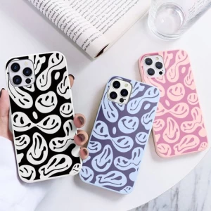 Cute Funny Trippy Smiley Face Phone Case For iPhone 12 13 Mini 11 Pro XS Max X XR 5 6 6s 7 8 Plus SE 2020 11 pro Silicone Cover
