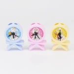 Cute macaroon color alarm clock shape handheld pencil sharpener for kids