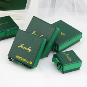 Dark Green Logo Printing Cardboard Paper Jewelry Gift Packaging Box Custom Vintage Jewelry Box