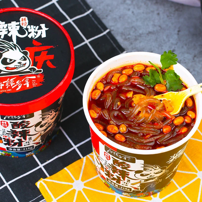 Delicious Spicy Instant Food Hot And Sour Rice Vermicelli Vegetarian Cup Ramen Noodles