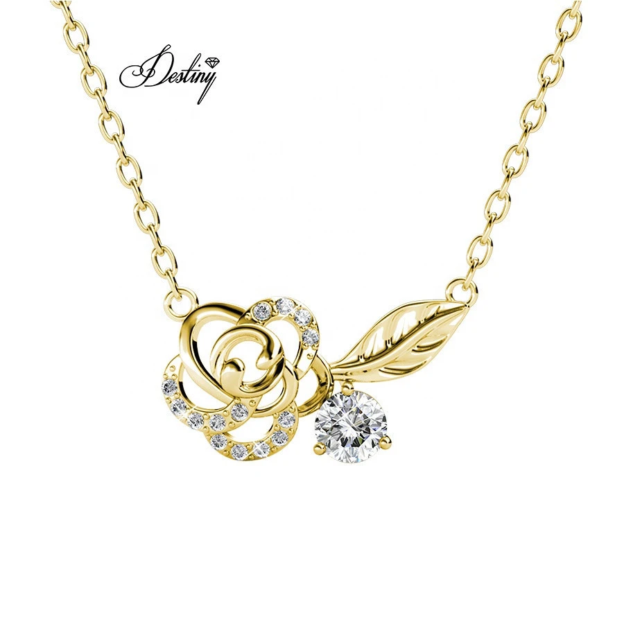 Destiny Jewellery Sparkling Crystal Jewelry Rose Flower Pendant Necklace
