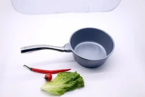 Die casting aluminum non stick cookware, hot pot sauce pan with silicone hot handle holder fry pot