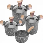 Die casting cookware set 7 pcs bakalite handle and glass lid