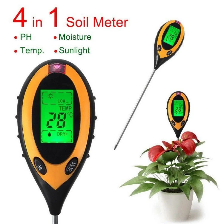 digital 4 in 1 soil ph temperature sunlight moisture testing meter