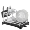 Dish Drying Rack Aluminum Dish Drying Rack with Utensil Holder Removable Plastic Drainer Tray with Adjustable Swivel Spout