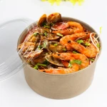 Disposable food container brown kraft paper cup, soup paper bowl with lid