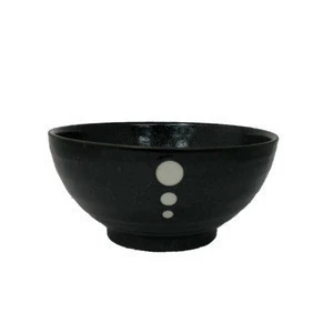 Dot black Japanese bowl a large bowl of noodle soup for  cheese, cherry and chicken