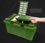 Double Layers 55L Heavy Duty Tool Fresh Bottle Adjustable Partition Two Side Open Outside Plastic Car Storage Box With Divider