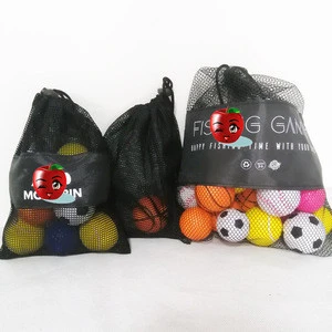 Durable Black Nylon polyester Mesh Packing Bag/Mesh Pouch Small Drawstring Mesh Gift Bag for tennis or table tennis balls