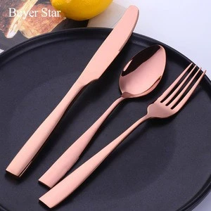 Eco-Friendly reusable stainless steel rose gold flatware set for wedding cutlery
