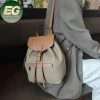 Emg6576 Small Drawstring Backpacks Bag Cow Made Logo Handbag Genuine Wholesale Custom Mini Luxury Backpack Leather