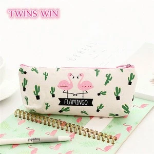 Europe Latest Top selling school products free samples cartoon animal design canvas  pencil case pen bag for children 416