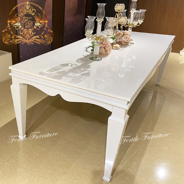 Event rectangle white mdf metal base dining wedding table with chair