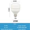 Factory New LED T80 Bulb Super Brightness 20W IC Driver 2000LM IP20 E27 Die-cast Aluminum Light for Office Warehouse Lighting