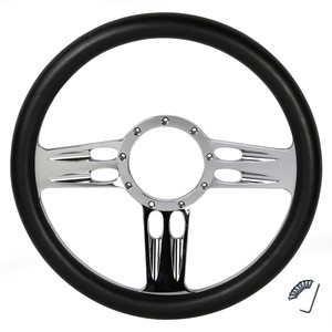 Factory sale CNC car steering wheel 14 inches Leather Half Wrapped Classic 9 holes racing Car Steering Wheel