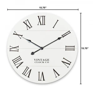 Farmhouse Vintage antique style rustic  Wooden White Wall Clock Simple Design