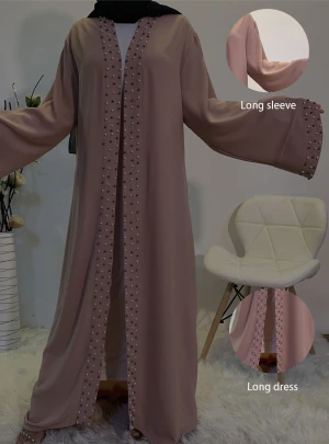 Fashion Long Sleeve Plus Size Womens abaya muslim dresses long moslem islamic clothing Front Printing Woman Casual Robe