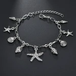 fashion silver anklets foot jewelry ankle bracelet nautical beach silver shell anklets for women