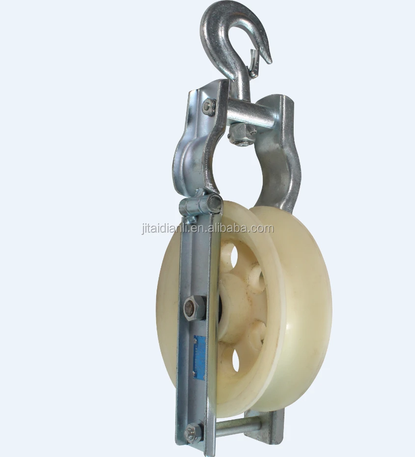 five wheels round belt stringing block wire cable pulley