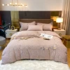 Floral Embroidery All Season Luxury 100% Cotton Bedding Set with Zipper Closures Duvet Cover Bed Sheet Bedding Set