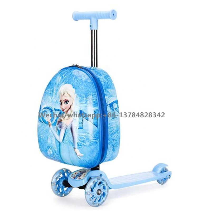 foldable kick foot scooter bag 19inch pp material ride on car shape kids luggage for children travelling kids luggage